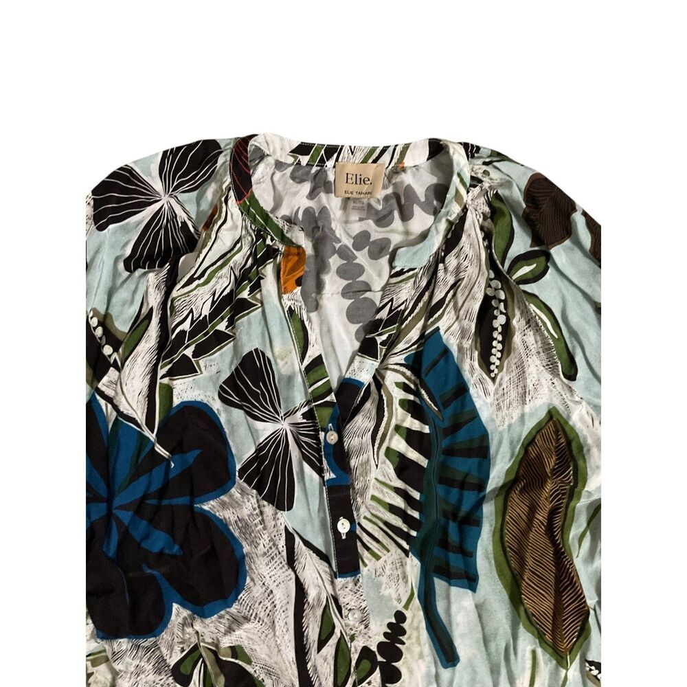 Elie Tahari Floral Button Down Blouse XL - Picture 3 of 8